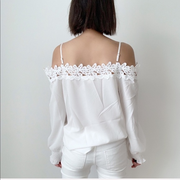 WHITE CROCHETED OFF SHOULDER TOP - Picture 5 of 5